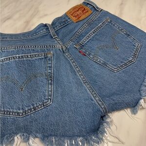 Levi's Light Blue Frayed Hem Shorts